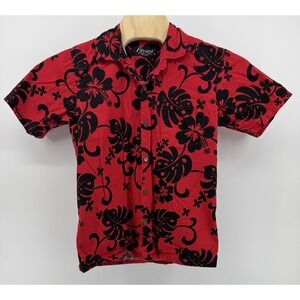 Favant Hawaiian Shirt Men's Size S 100% Cotton Red Floral Tropical Beach Aloha